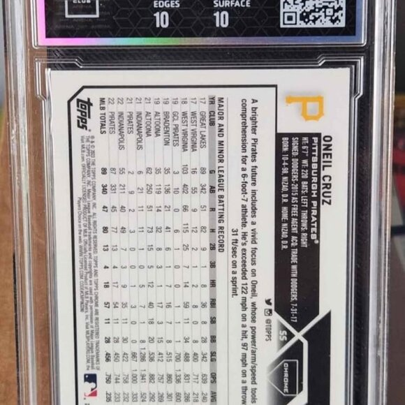 2023 Topps Chrome Logofractor Purple Refractor #15 Oneil Cruz /250 Arena Club - Picture 2 of 2